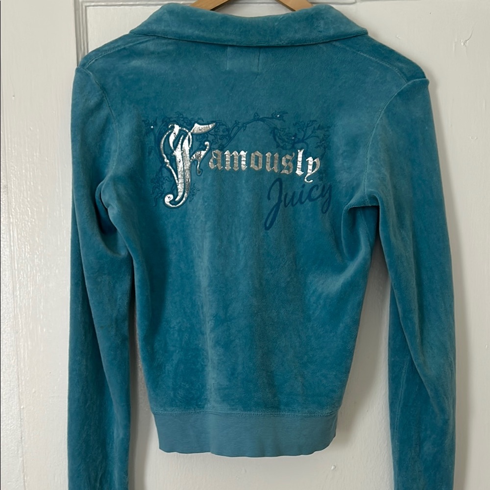 Juicy Couture 2000s Blue Zip-up Sweatshirt